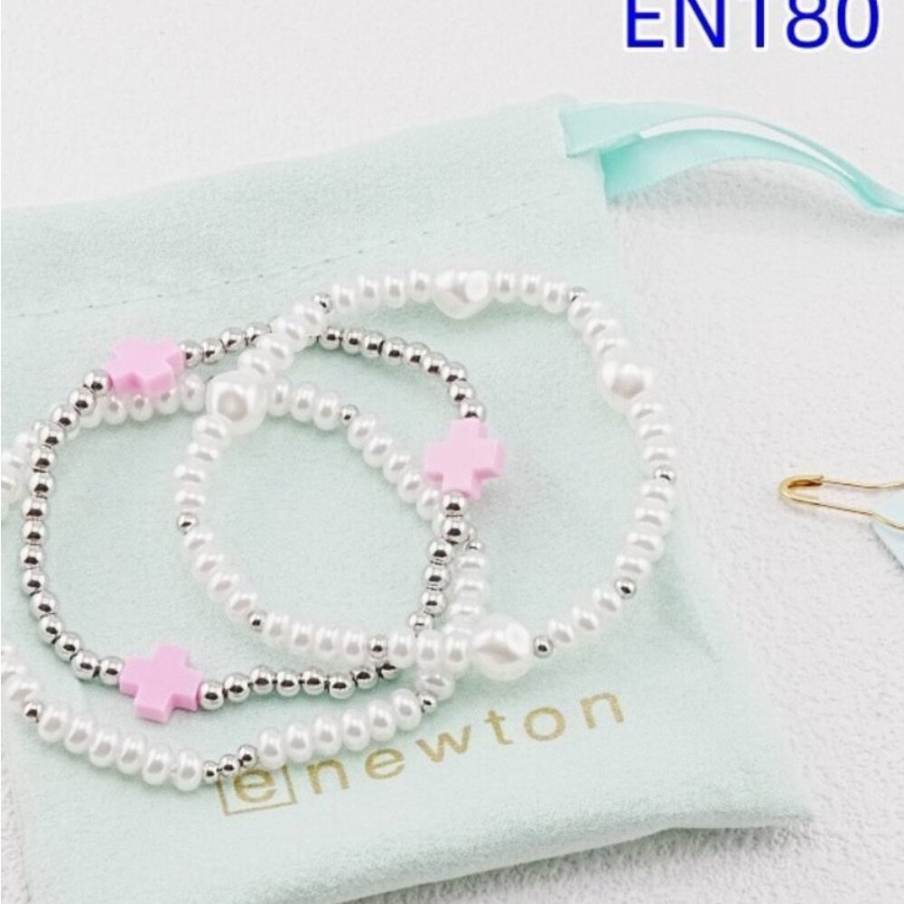 Enewton Pink Cross White Gold Bracelet Set 75$